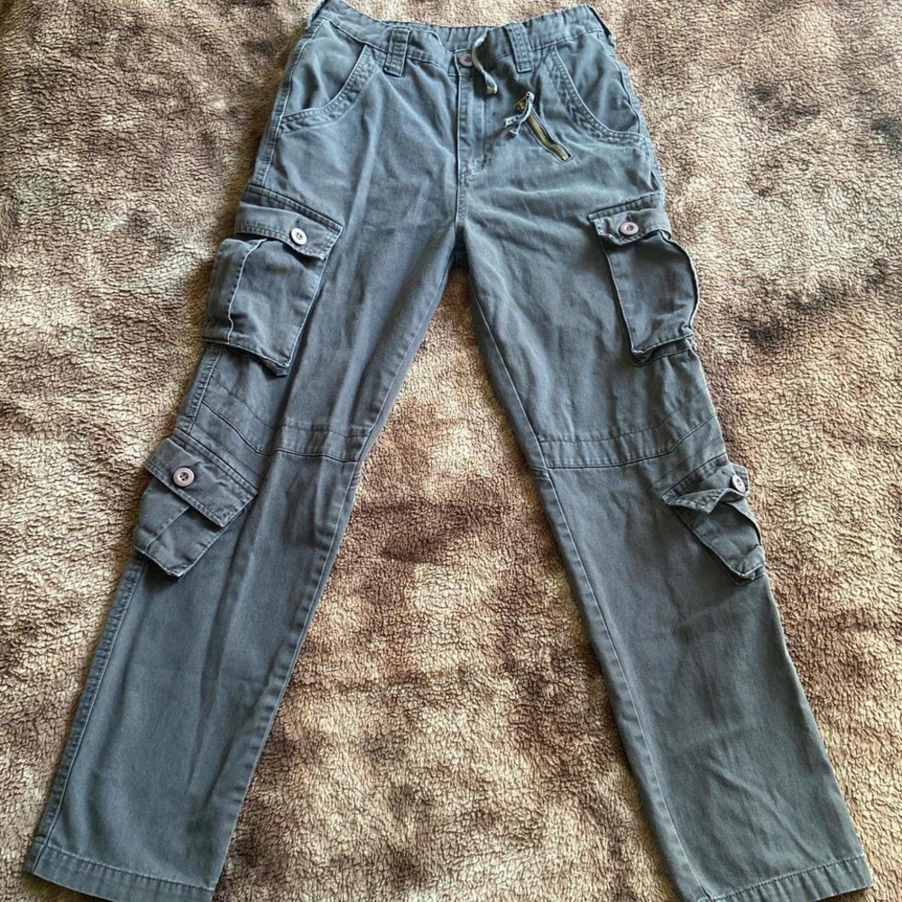 Gray Cargo Pants with Multiple Pockets